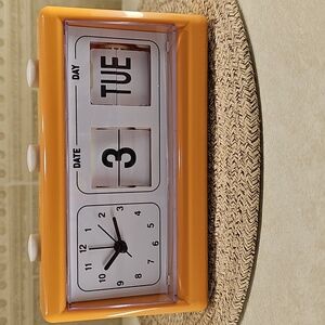 New Retro Alarm Clock With Flip Date Display In Orange